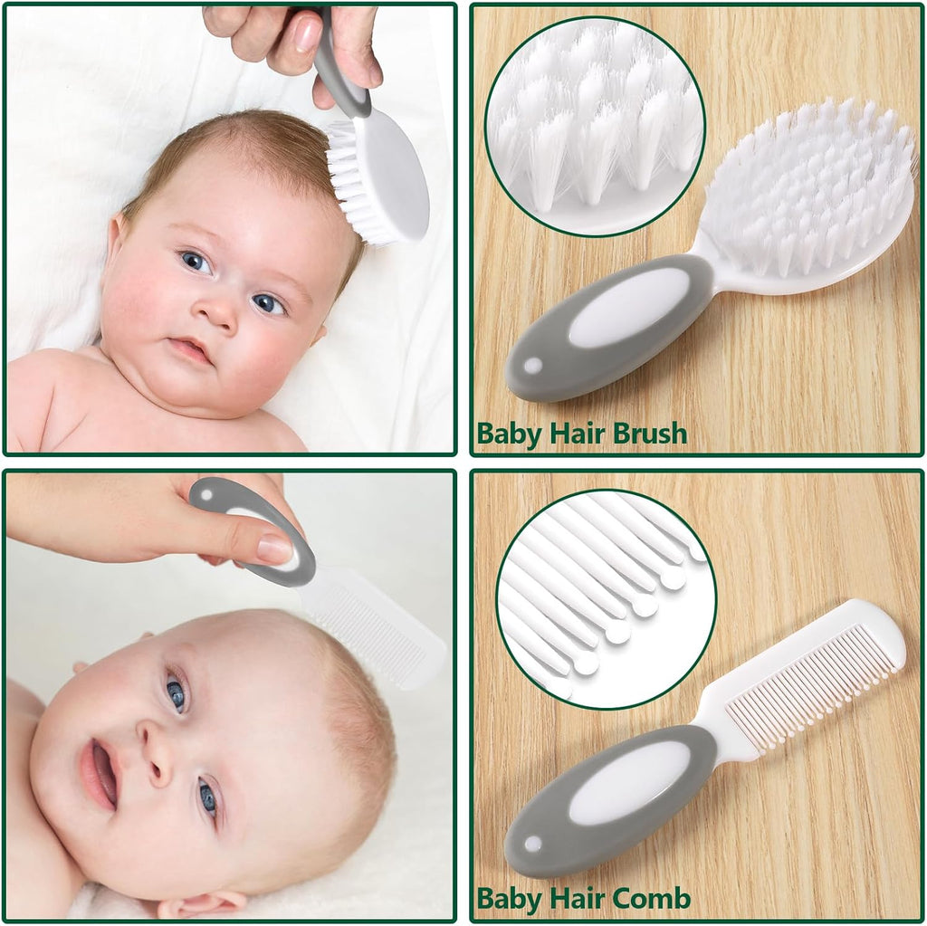Baby Healthcare and Grooming Kit for Newborn Kids, 24PCS Upgraded Safety Baby Care Kit, Newborn Nursery Health Care Set, Baby Care Product (Grey White)