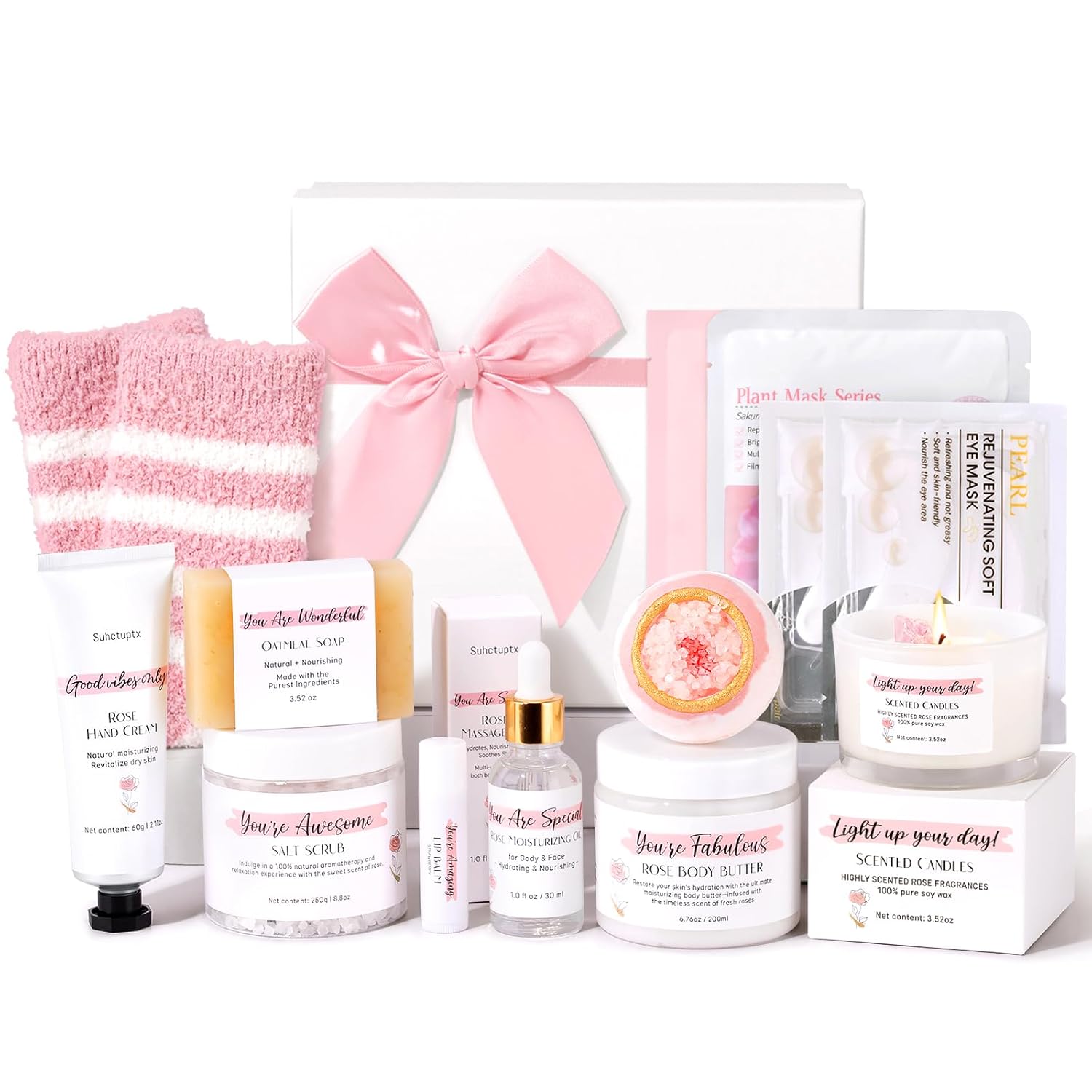 Spa Gifts for Women 13Pcs Mothers Day Gifts Happy Birthday Gift Baskets, Christmas Relaxing Home SPA Kit Bath Set Self Care Package Thank You Box for Mom Her Sister Teacher Friends Friendship